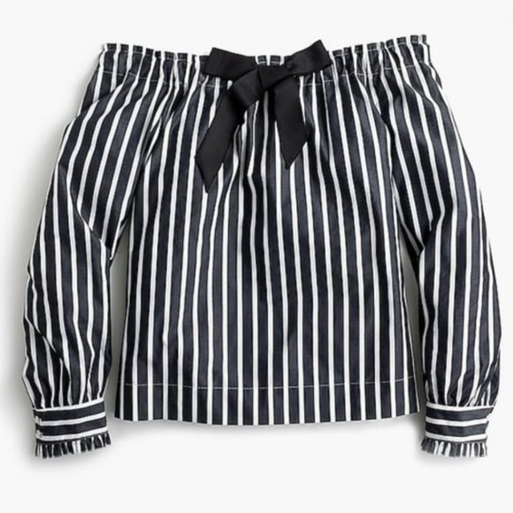 J. Crew off shoulder striped top with bow Size Small - Picture 2 of 7